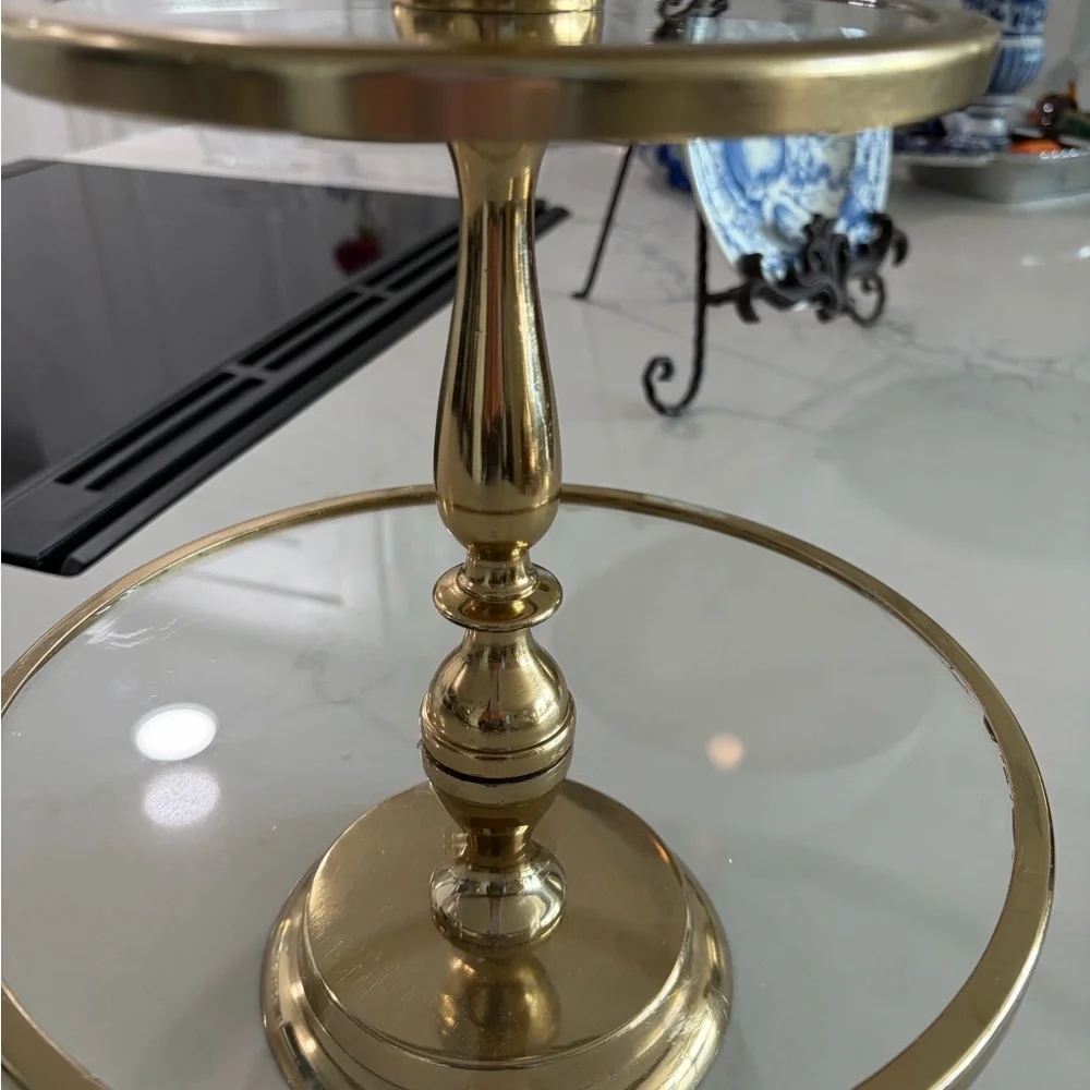 Anathasia Elegant Gold Two-Tier Serving Stand - Picture 4 of 7